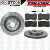 FOR MERCEDES CLK63 AMG REAR CROSS DRILLED GROOVED BRAKE DISCS WIRE SENSOR 330mm