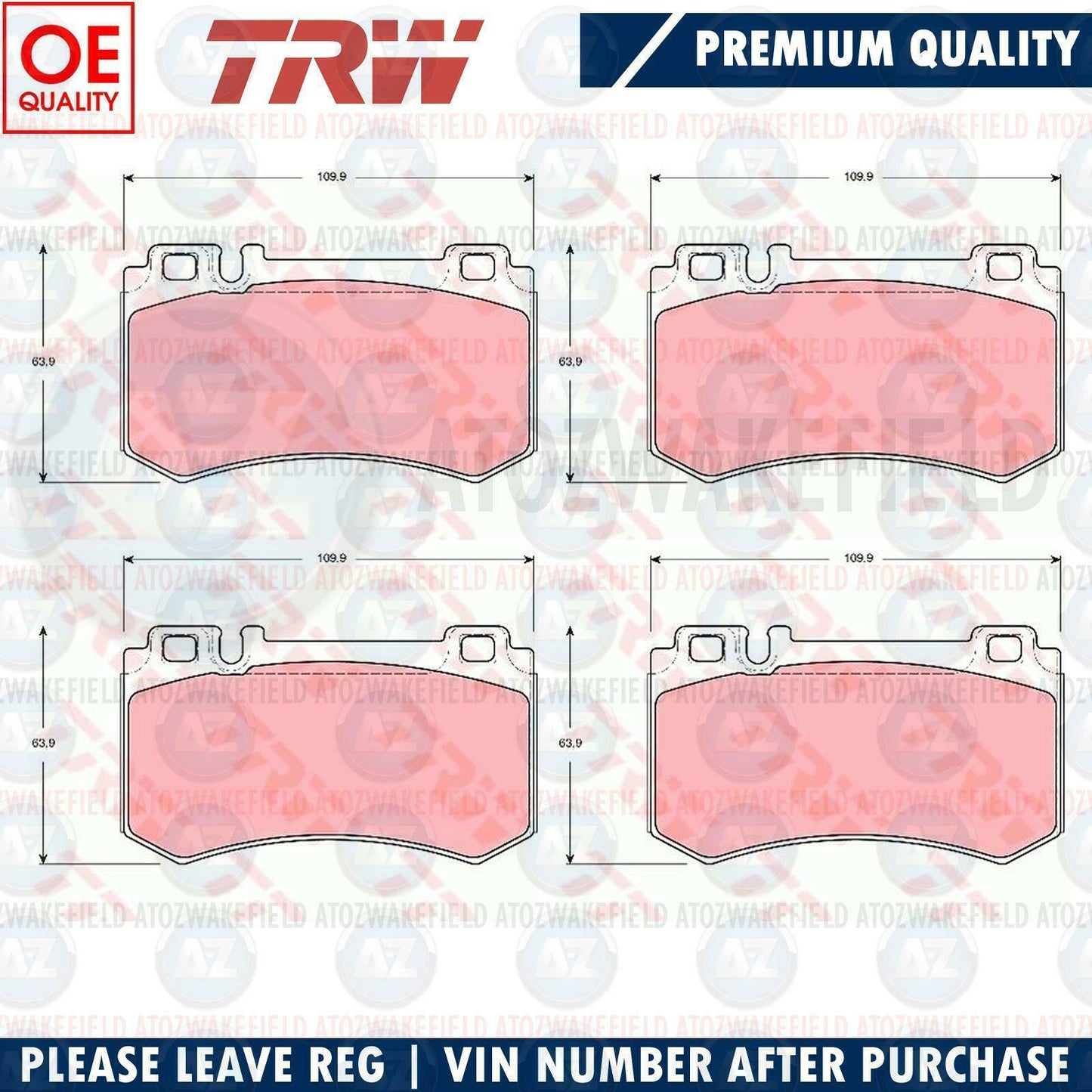 FOR MERCEDES CLK63 CLS55 S55 E55 S65 SL55 SL66 AMG REAR TRW PREMIUM BRAKE PADS