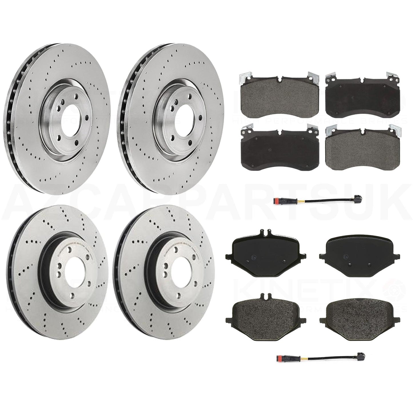 FOR MERCEDES G-CLASS G63 AMG 2018- FRONT REAR BRAKE DISCS PADS & WEAR WIRE SENSOR LEADS 400mm 370mm