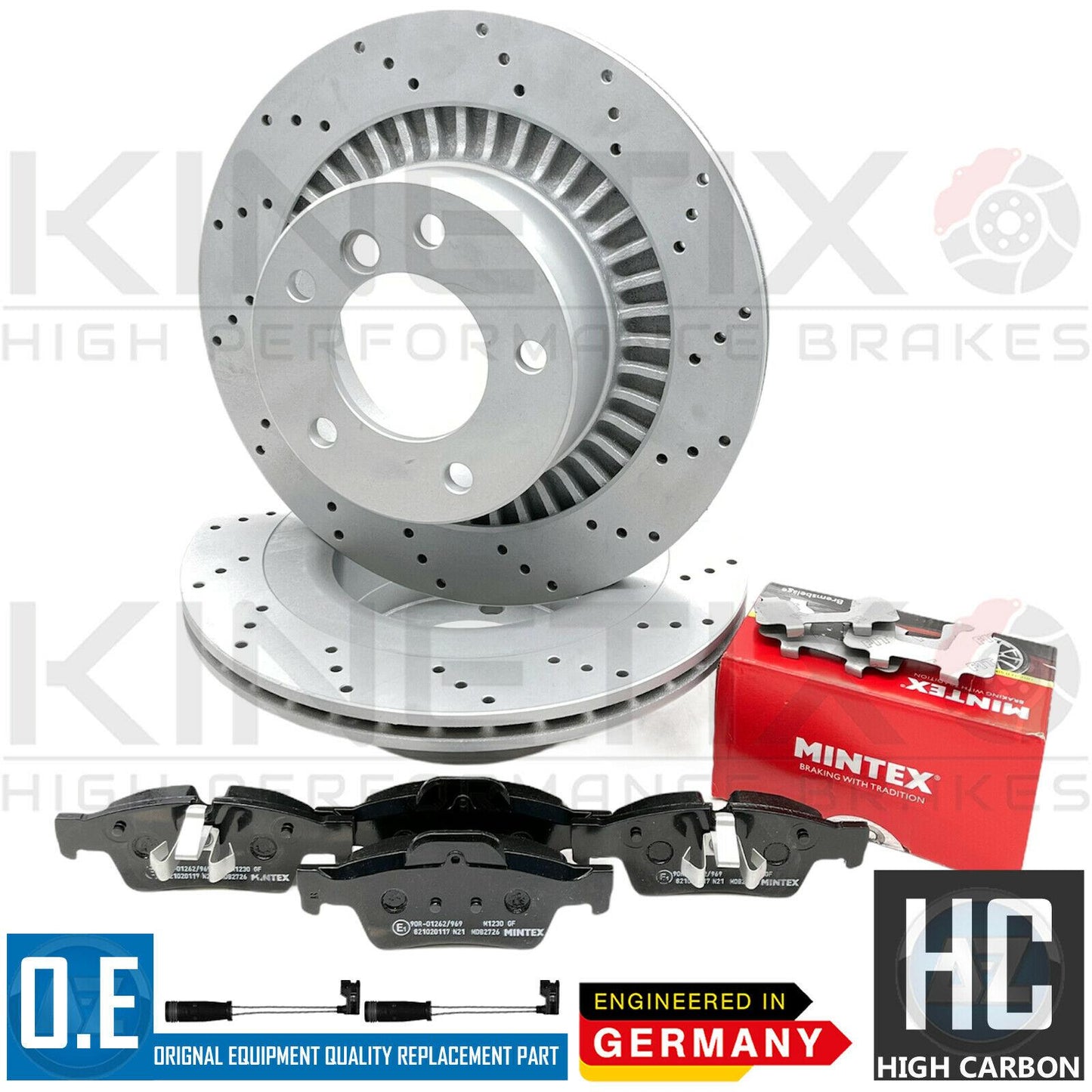 FOR MERCEDES G63 G65 AMG 2012- REAR CROSS DRILLED BRAKE DISCS PADS SENSOR 330mm