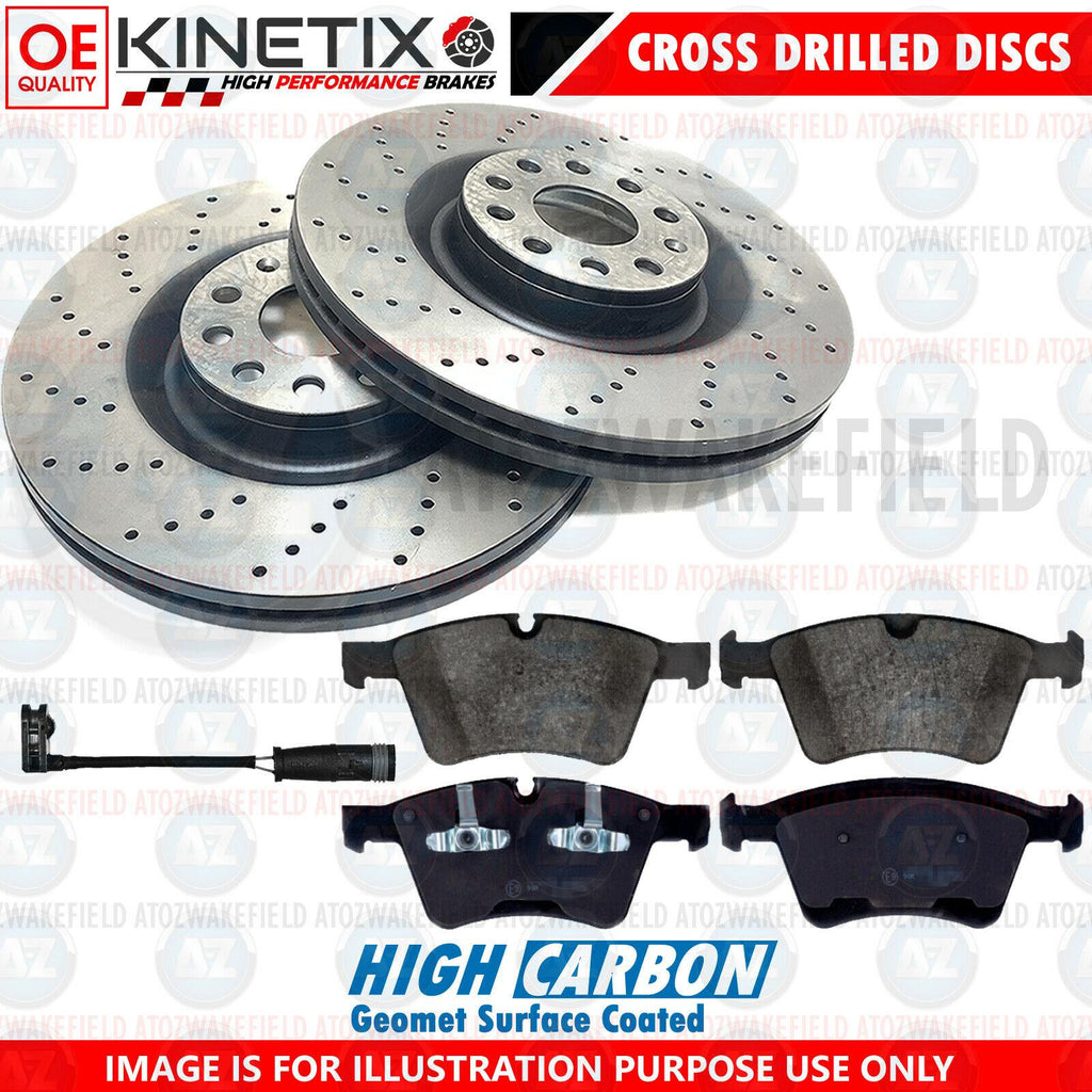 FOR MERCEDES R350 FRONT CROSS DRILLED BRAKE DISCS PADS WEAR WIRE SENSOR 350mm