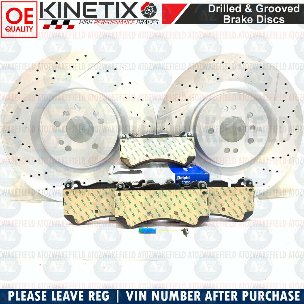 FOR MERCEDES ML63 AMG FRONT DRILLED GROOVED BRAKE DISCS DELPHI PADS SENSOR WIRE