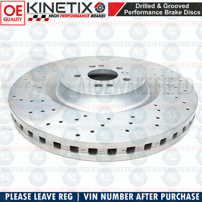 FOR MERCEDES GLS63 AMG FRONT DRILLED GROOVED BRAKE DISCS DELPHI PADS WEAR WIRE