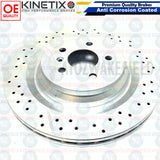 FOR MERCEDES ML63 AMG REAR DRILLED GROOVED COATED BRAKE DISCS PAIR 345mm