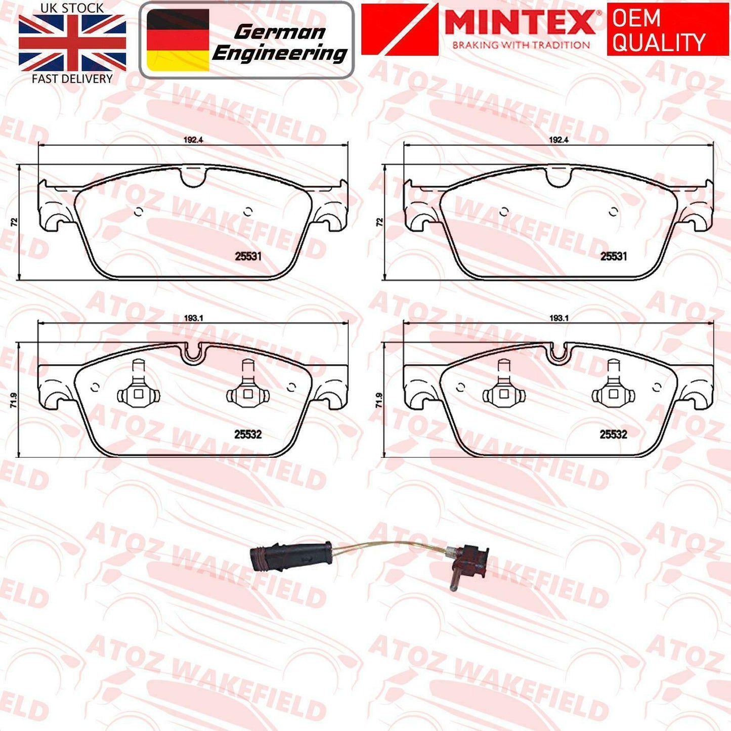 FOR MERCEDES ML ML63 GL GLS GLE GLE63 AMG FRONT MINTEX BRAKE PADS WIRE SENSOR