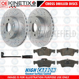 FOR MERCEDES ML300 CDI W164 REAR CROSS DRILLED BRAKE DISCS PADS SENSOR 330mm