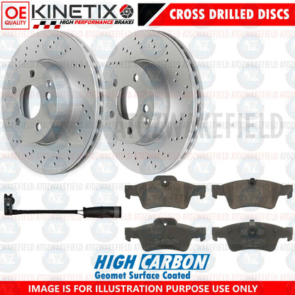 FOR MERCEDES ML350 W164 REAR CROSS DRILLED BRAKE DISCS PADS WIRE SENSOR 330mm