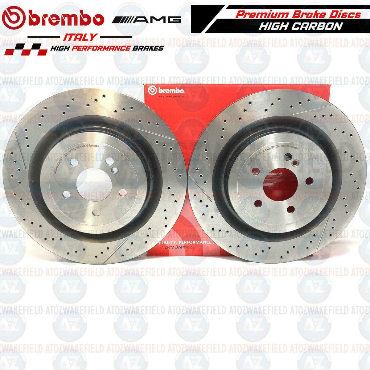 FOR MERCEDES S63 S65 AMG REAR DRILLED GROOVED OEM BREMBO BRAKE DISCS PAIR 360mm