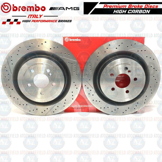 FOR MERCEDES S63 S65 AMG REAR DRILLED GROOVED OEM BREMBO BRAKE DISCS PAIR 360mm