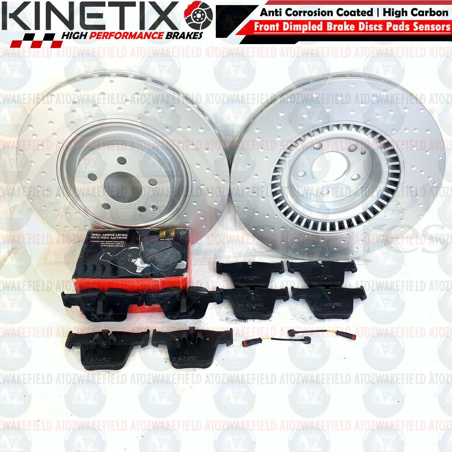 FOR MERCEDES S63 S65 CL63 CL65 AMG FRONT BRAKE DISCS PADS WIRE SENSORS 390mm
