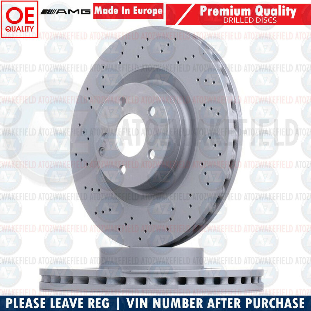 FOR MERCEDES S-CLASS W221 AMG FRONT DRILLED HIGH CARBON BRAKE DISCS PAIR 350mm