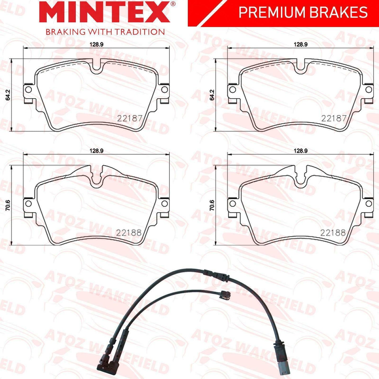 FOR MINI COOPER S FRONT PREMIUM QUALITY MINTEX BRAKE PADS WIRE SENSOR 2013-