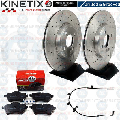 FOR MINI COOPER S R56 FRONT DRILLED GROOVED BRAKE DISCS MINTEX PADS WIRE 294mm