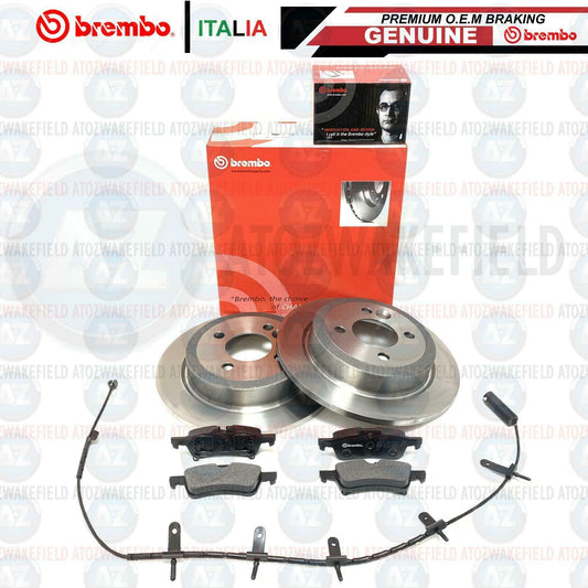 FOR MINI COOPER S REAR BREMBO BRAKE DISCS PADS WEAR WIRE SENSOR 259mm SOLID