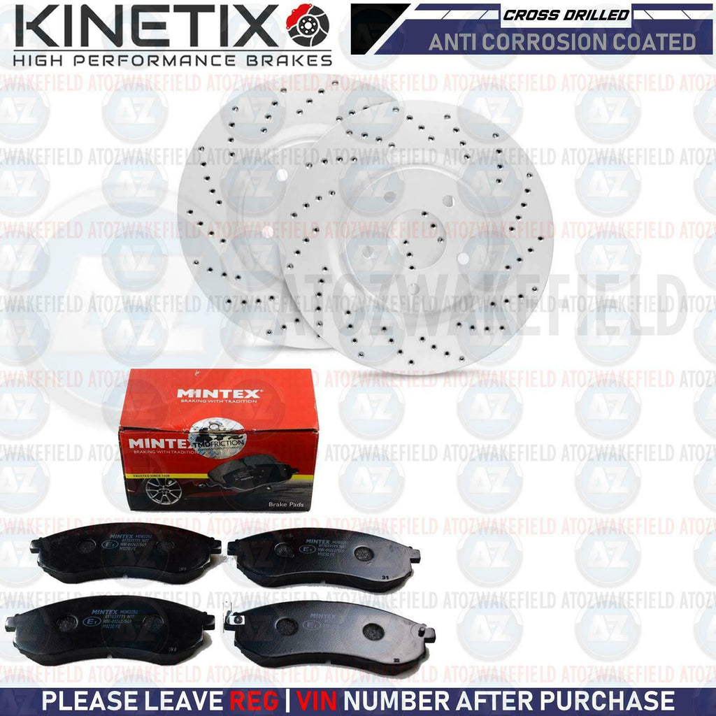 FOR MITSUBISHI L200 FRONT DRILLED PERFORMANCE BRAKE DISCS MINTEX PADS 314mm