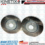 FOR MITSUBISHI LANCER EVO 9 DIMPLED GROOVED FRONT BRAKE DISCS BREMBO PADS 320mm