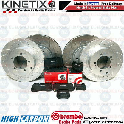 FOR MITSUBISHI LANCER EVO 9 FQ340 FRONT REAR PERFORMANCE BRAKE DISCS BREMBO PADS