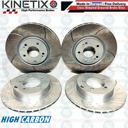 FOR MITSUBISHI LANCER EVO 6 FRONT REAR DIMPLED GROOVED BRAKE DISCS BREMBO PADS