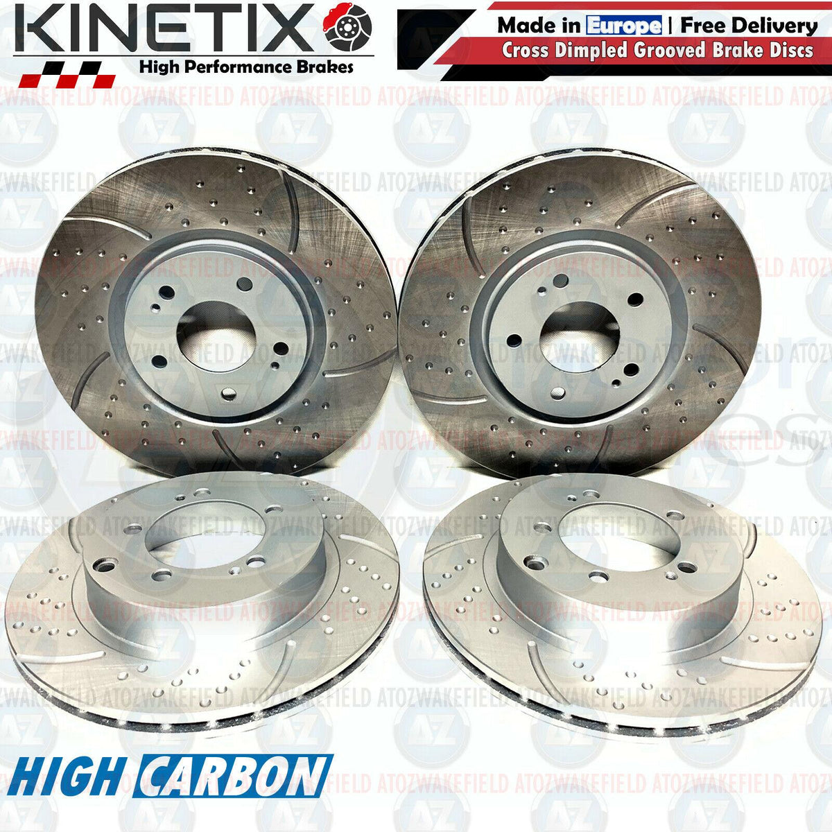 FOR MITSUBISHI LANCER EVO 7 FRONT REAR DIMPLED GROOVED BRAKE DISCS BREMBO PADS