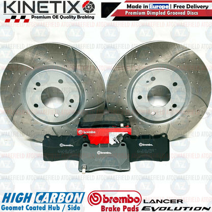 FOR MITSUBISHI LANCER EVO 8 FQ340 FRONT REAR PERFORMANCE BRAKE DISCS BREMBO PADS