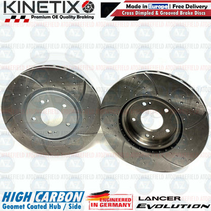 FOR MITSUBISHI LANCER EVO 9 FRONT REAR DIMPLED GROOVED BRAKE DISCS 320mm 300mm
