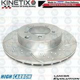 FOR MITSUBISHI LANCER EVO 8 FQ400 REAR DIMPLED GROOVED BRAKE DISCS BREMBO PADS
