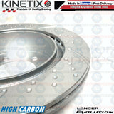 FOR MITSUBISHI LANCER EVO 8 FQ400 REAR DIMPLED GROOVED BRAKE DISCS BREMBO PADS