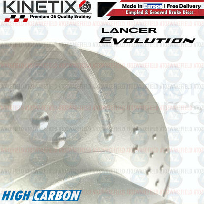 FOR MITSUBISHI LANCER EVO 9 REAR DIMPLED GROOVED BRAKE DISCS BREMBO PADS 300mm