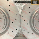 FOR MITSUBISHI LANCER EVO X 10 FRONT DRILLED PERFORMANCE BRAKE DISCS BREMBO PADS