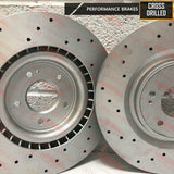 FOR MITSUBISHI LANCER EVO X 10 FRONT DRILLED PERFORMANCE BRAKE DISCS BREMBO PADS