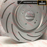 FOR MITSUBISHI LANCER EVO X 10 FRONT GROOVED PERFORMANCE BRAKE DISCS BREMBO PADS