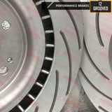 FOR MITSUBISHI LANCER EVO X 10 FRONT GROOVED PERFORMANCE BRAKE DISCS BREMBO PADS
