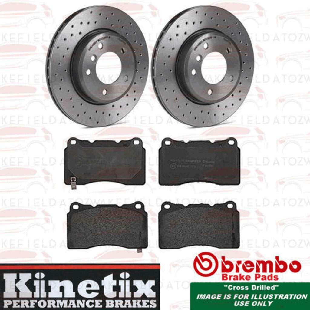 FOR MITSUBISHI LANCER EVO X FQ360 DRILLED FRONT BRAKE DISCS BREMBO PADS 350mm