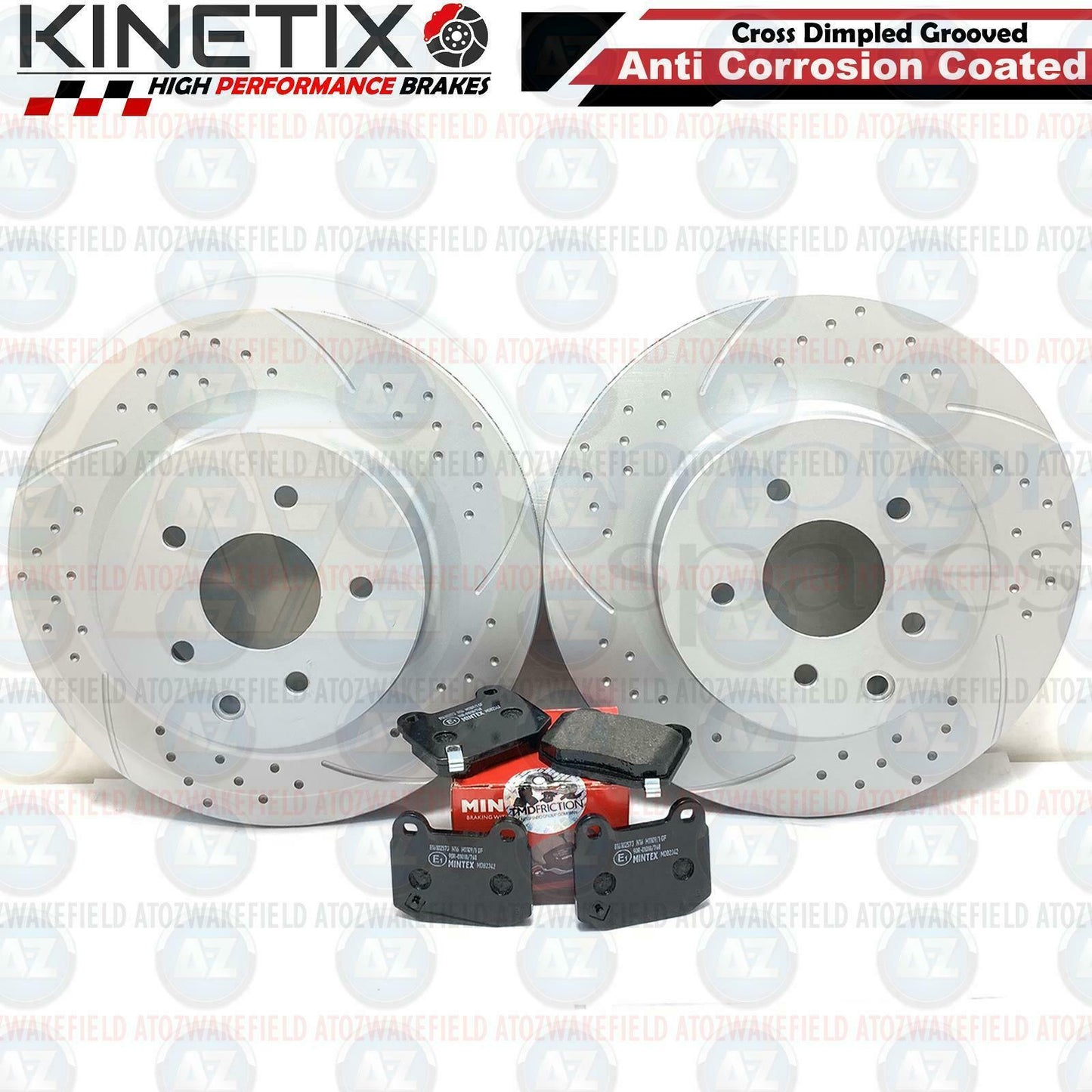 FOR NISSAN 350 Z REAR DIMPLED GROOVED COATED BRAKE DISCS MINTEX BRAKE PADS 322mm