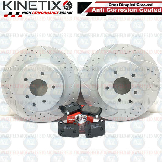 FOR NISSAN 350 Z REAR DIMPLED GROOVED COATED BRAKE DISCS MINTEX BRAKE PADS 322mm