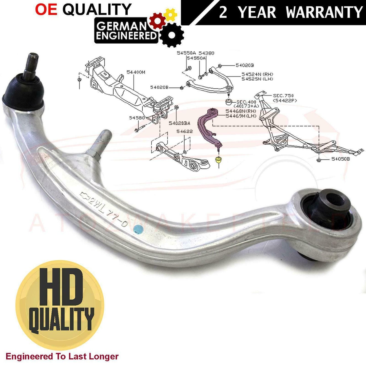 FOR NISSAN 350z INFINTI G35 FRONT LOWER REAR SUSPENSION WISHBONE CONTROL ARM RH