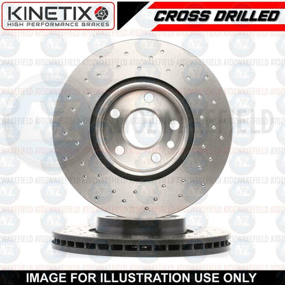 FOR NISSAN 370Z Z34 FRONT CROSS DRILLED BRAKE DISCS MINTEX PADS SET 355mm