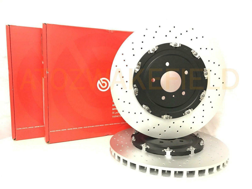 FOR NISSAN GTR R35 3.8 V6 FRONT GENUINE 2 PIECE FLOATING BREMBO BRAKE DISCS PAIR