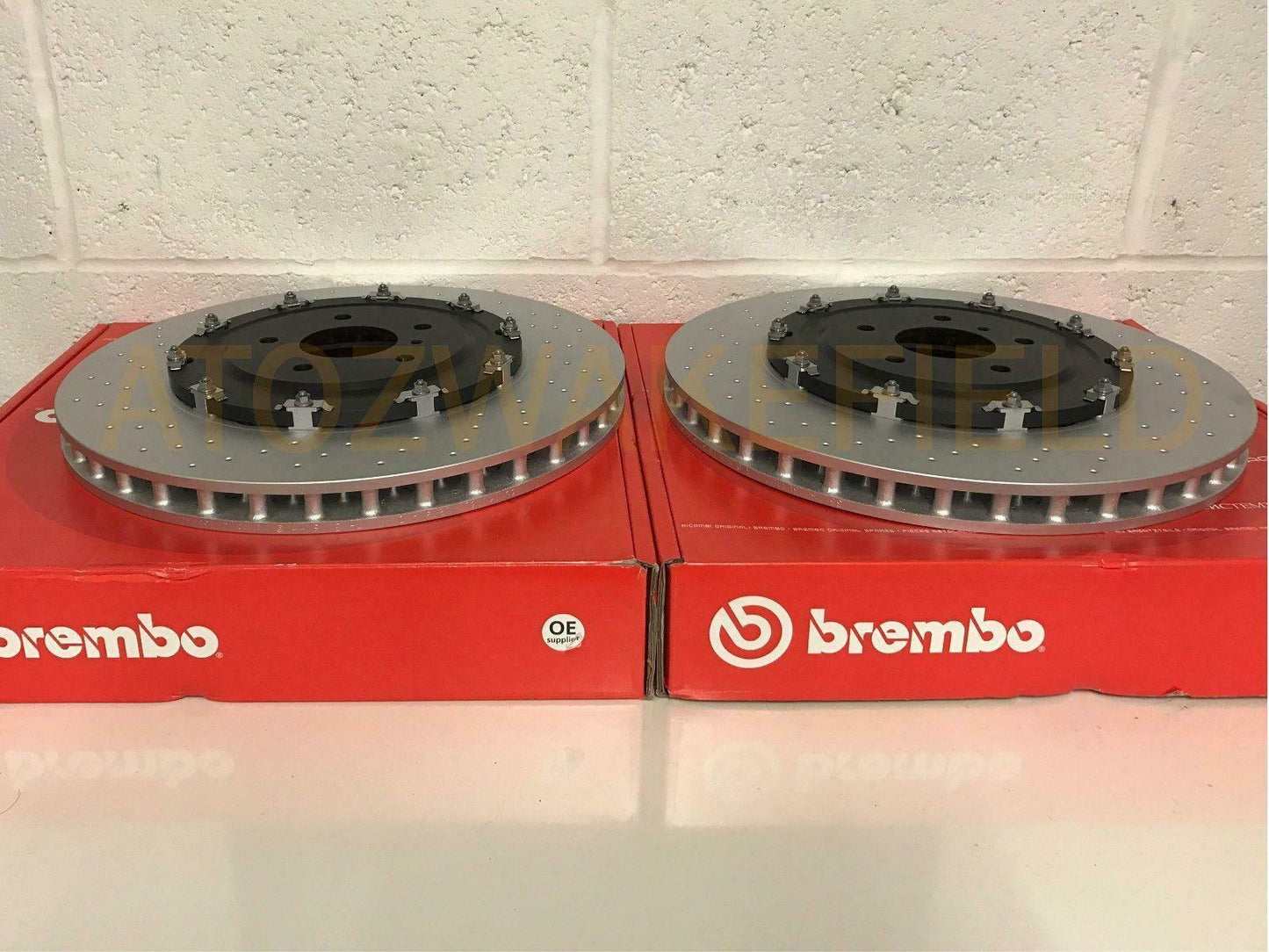 FOR NISSAN GTR R35 3.8 V6 FRONT GENUINE 2 PIECE FLOATING BREMBO BRAKE DISCS PAIR