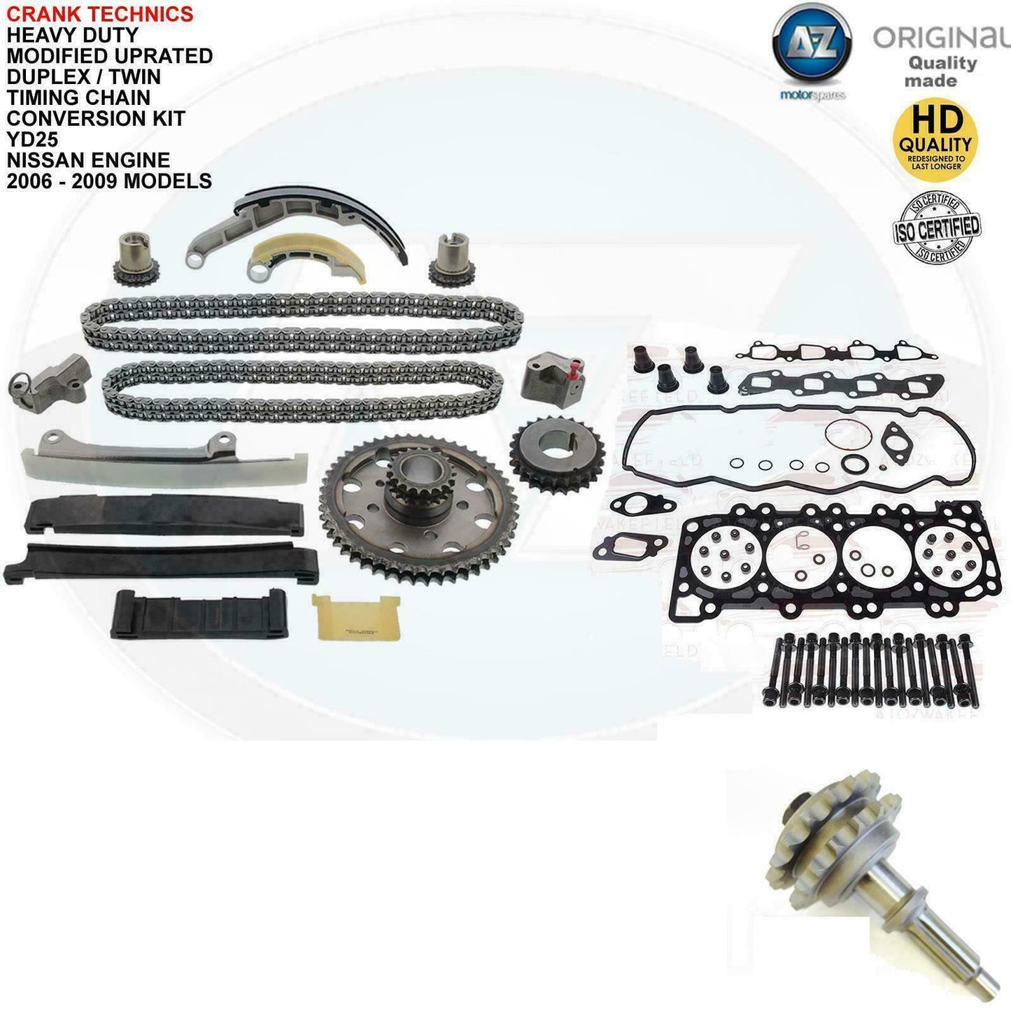 FOR NISSAN NAVARA D40 2.5 DIESEL TIMING CHAIN CONVERSION HEAD GASKET BOLTS KIT 9