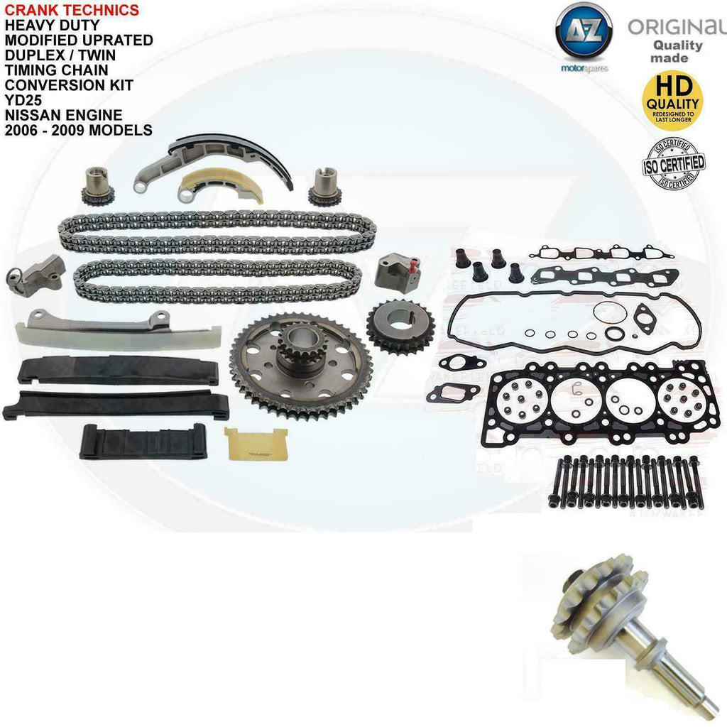 FOR NISSAN NAVARA D40 2.5 DIESEL TIMING CHAIN CONVERSION HEAD GASKET BOLTS KIT 9
