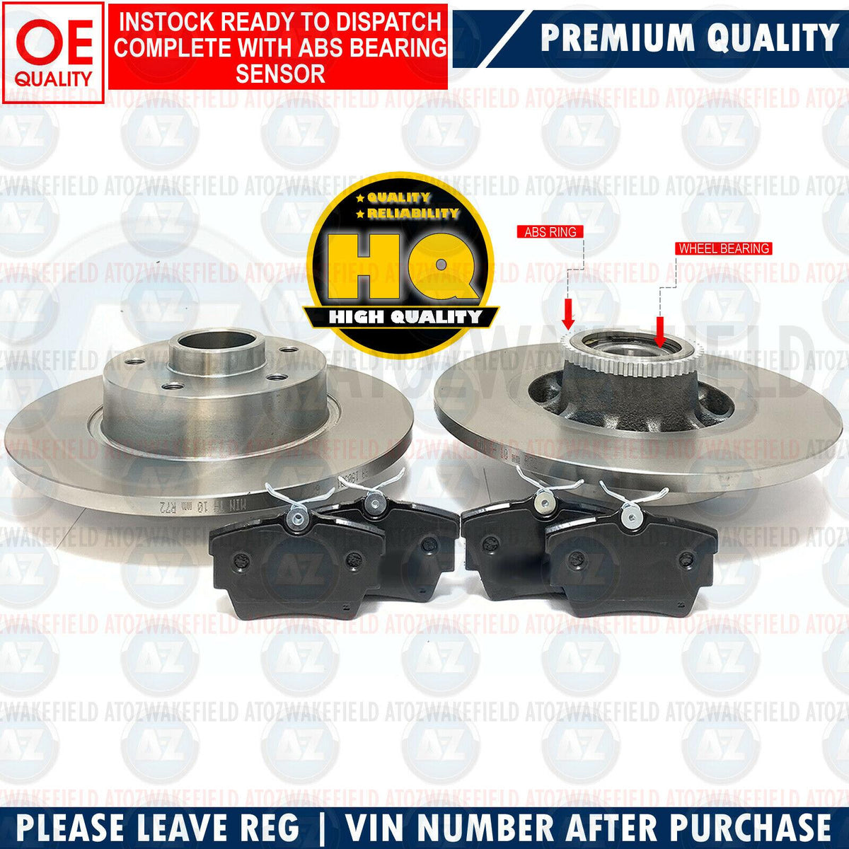 FOR RENAULT TRAFFIC 1.6 dCi 2014- REAR BRAKE DISCS PADS ABS SENSOR BEARING 280mm