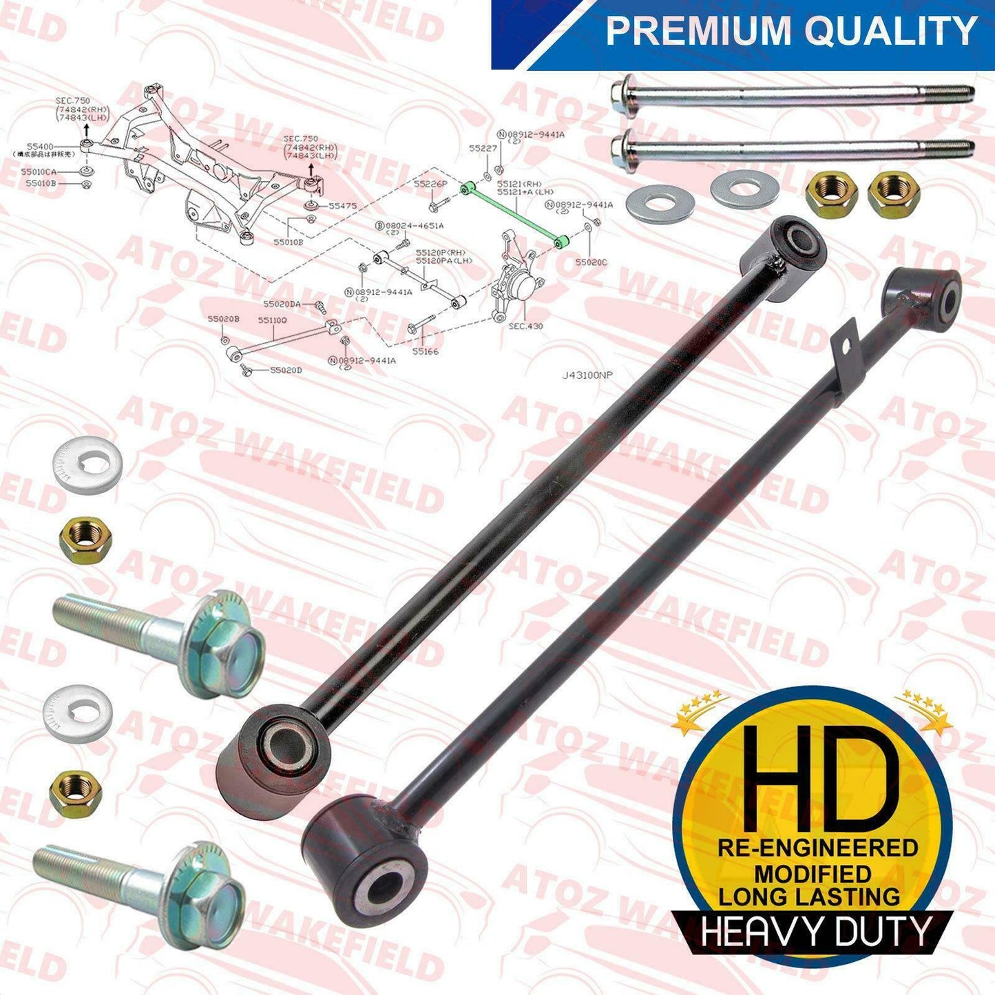 FOR NISSAN XTRAIL T30 REAR SUSPENSION TOP UPPER ARMS RODS LATERAL NUTS BOLTS KIT