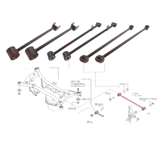 FOR NISSAN X-TRAIL X TRAIL T30 REAR UPPER LOWER SUSPENSION CONTROL ARMS RODS X6