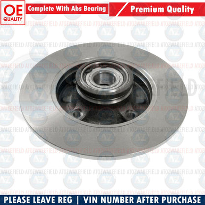 FOR PEUGEOT 2008 REAR OE QUALITY BRAKE DISCS ABS BEARING RING 250mm PAIR
