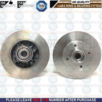 FOR PEUGEOT 308 1.4 16v REAR BRAKE DISCS PD PADS ABS SENSOR BEARINGS FITTED 249m