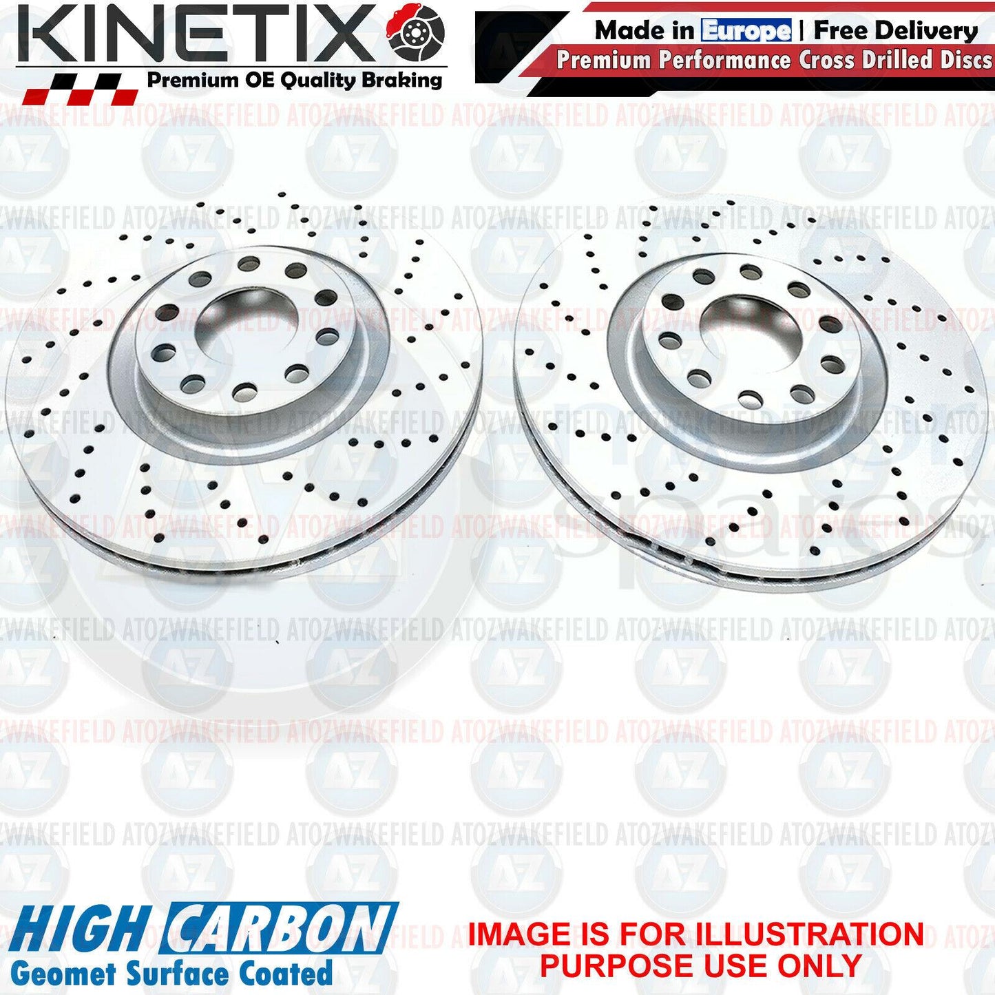 FOR PEUGEOT 308 1.6 GT 205 FRONT CROSS DRILLED PERFORMANCE BRAKE DISCS PAIR