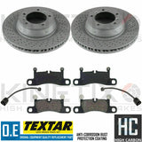 FOR PORSCHE TARGA 3.6 CARRERA 4 REAR DRILLED BRAKE DISCS TEXTAR PADS WIRES 330m
