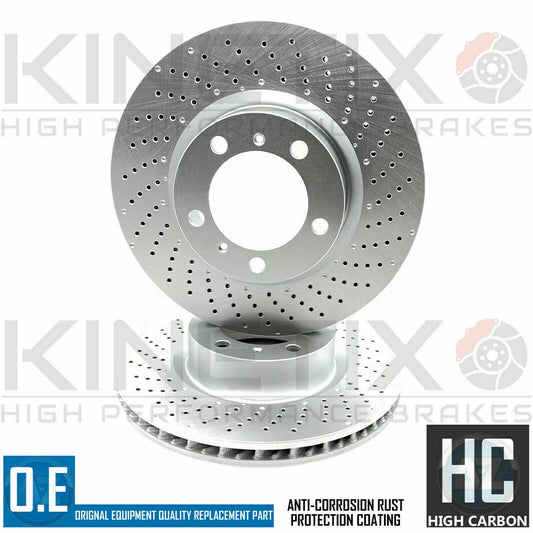 FOR PORSHCE 2.0 CAYMAN 718 HIGH CARBON FRONT DRILLED BRAKE DISCS PAIR 330mm