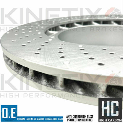 FOR PORSCHE 911 3.8 CARRERA S 991 FRONT CROSS DRILLED BRAKE DISCS PAIR 330mm